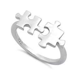 Jigsaw Puzzle Autism Awareness Sterling Silver Ring Jigsaw Puzzle Autism Awareness Sterling Silver Ring